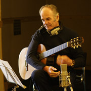 Clive recording with the cedar top guitar